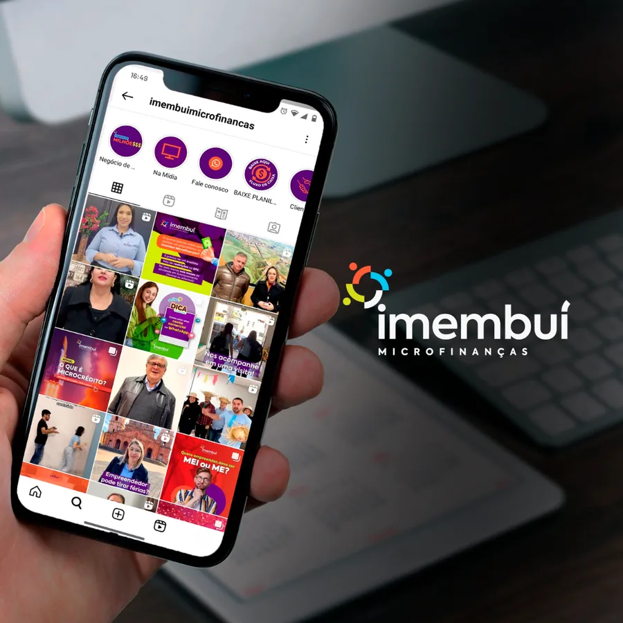 Perfil da Imembuí Microfinanças no Instagram aberto num celular